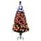 4ft. Fiber Optic Candy Corn Color Lights Black Artificial Halloween Tree